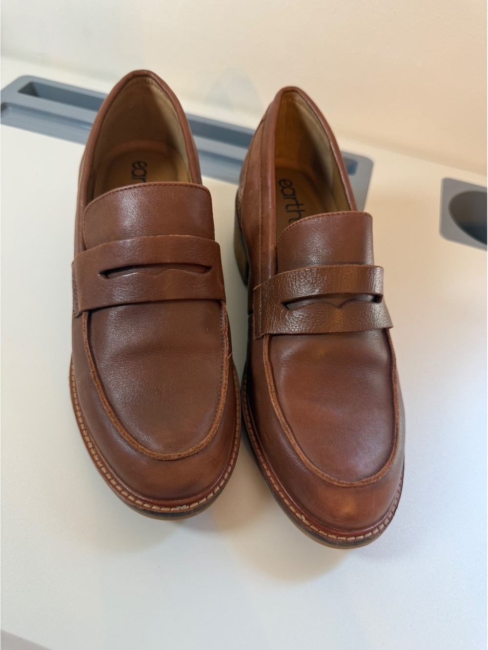 earth Brown Leather Penny Loafers - Women's Mules & Clogs - Picture 2 of 9